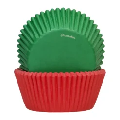 FUNCAKES Moules En Papier|Caissettes Cupcakes Rouge et Verte (x48)