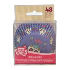 FUNCAKES Moules En Papier|Caissettes Cupcakes Violettes Fête des Morts (x48)