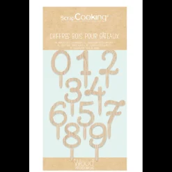 SCRAPCOOKING Décoration Gâteau|Cake Topper Bois Chiffres 0 à 9