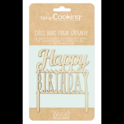 SCRAPCOOKING Décoration Gâteau|Cake Topper Bois Happy Birthday 12 cm