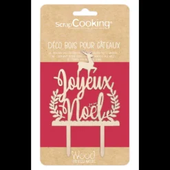 SCRAPCOOKING Décoration Gâteau|Cake Topper Bois Joyeux Noël 13cm