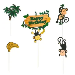 PATISDECOR Décoration Gâteau|Cake Topper Happy Birthday Singes (x5) Patisdécor