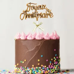 PATISDECOR Décoration Gâteau|Cake Topper Joyeux Anniversaire Doré Patisdécor