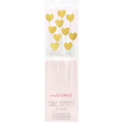 SCRAPCOOKING Décoration Gâteau|Cake Topper long 20 cm cœur doré (x10)