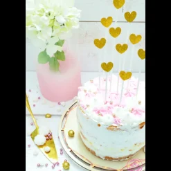 SCRAPCOOKING Décoration Gâteau|Cake Topper long 20 cm cœur doré (x10)