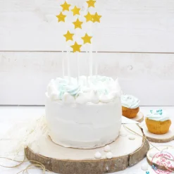 SCRAPCOOKING Décoration Gâteau|Cake Topper long 20 cm étoile doré (x10)