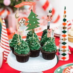 PARTYDECO Décoration Gâteau|Cake Toppers Noël Casse-Noisette (x6)