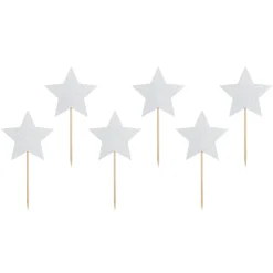 PARTYDECO Décoration Gâteau|Cake Toppers Étoiles Argent (x6)