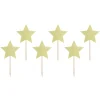 PARTYDECO Décoration Gâteau|Cake Toppers Étoiles Or (x6)
