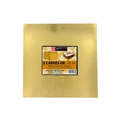 GATODECO Présentoirs Pour Gâteaux|Carrés Dorés 23 cm (x5) Gatodéco