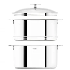 CRISTEL Cuiseur Vapeur|Casseroles|Casserole et Cuit Vapeur Inox Ø 20 cm Anses Mutine Noir Biome