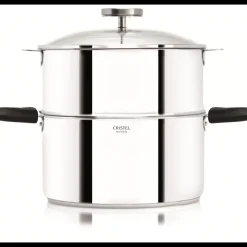 CRISTEL Cuiseur Vapeur|Casseroles|Casserole et Cuit Vapeur Inox Ø 24 cm Anses Mutine Noir Biome
