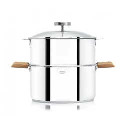 CRISTEL Cuiseur Vapeur|Casseroles|Casserole et Cuit Vapeur Inox Ø 20 cm Anses Hêtre Biome