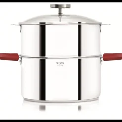 CRISTEL Cuiseur Vapeur|Casseroles|Casserole et Cuit Vapeur Inox Ø 20 cm Anses Mutine Framboise Biome