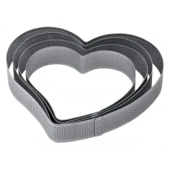 PAVONI Cercle À Patisserie|Cercle à Entremets Coeur Inox Micro-perforé 18 x 17 cm x H 3,5 cm