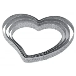 PAVONI Cercle À Patisserie|Cercle à Tarte Coeur Inox Micro-perforé 22,5 x 21 cm x H 2 cm