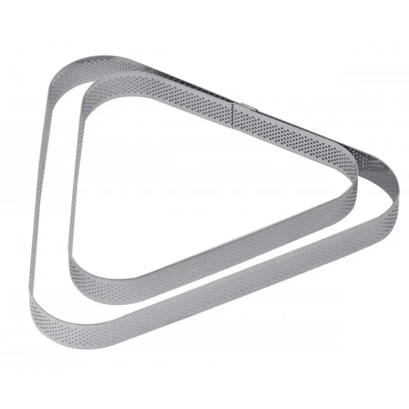 PAVONI Cercle À Patisserie|Cercle à Tarte Triangle Inox Micro-perforé 17,5 x 16 cm x H 2 cm