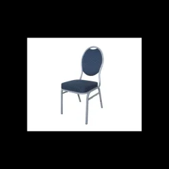 LYROSE Mobilier Évènementiel|Mobilier Restaurant|Chaise Empilable Argentée avec Assise Bleue Matignon