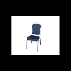 LYROSE Mobilier Évènementiel|Mobilier Restaurant|Chaise Empilable Argentée avec Assise Bleue Elysée