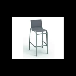 GROSFILLEX Mobilier Terrasse Restaurant|Mobilier Restaurant|Chaise Haute Gris Platinium et Toile Grise Sunset