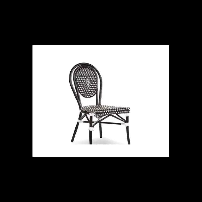 LYROSE Mobilier Terrasse Restaurant|Chaise Tressée Bamboo Noir et Blanc