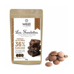 WEISS Chocolat De Couverture|Chocolat au Lait 36% Fondettes 250g