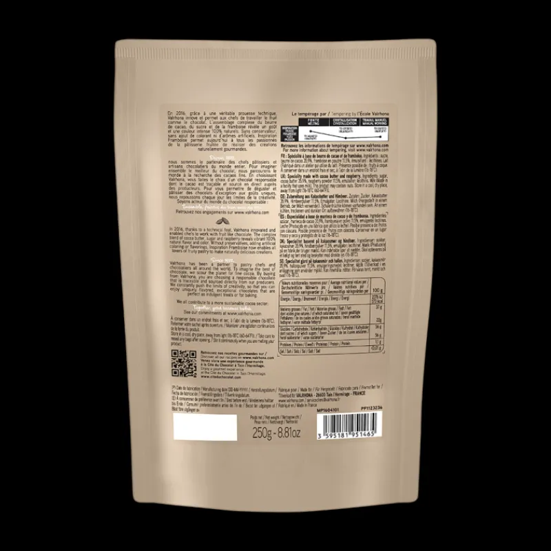VALRHONA Chocolat De Couverture|Chocolat de Couverture Inspiration Framboise 250g