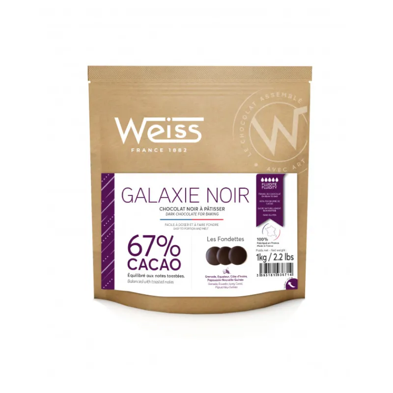 WEISS Chocolat De Couverture|Chocolat Noir 67% 1 kg Galaxie