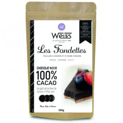 WEISS Chocolat De Couverture|Chocolat Noir 100% Fondettes 250g
