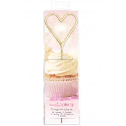 SCRAPCOOKING Décoration Gâteau|Cierge Magique Coeur Or 18 cm
