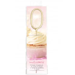 SCRAPCOOKING Décoration Gâteau|Cierge Magique Or 17,5 cm Chiffre 0