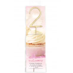 SCRAPCOOKING Décoration Gâteau|Cierge Magique Or 17,5 cm Chiffre 2