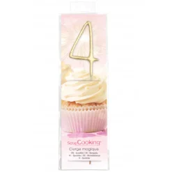 SCRAPCOOKING Décoration Gâteau|Cierge Magique Or 17,5 cm Chiffre 4