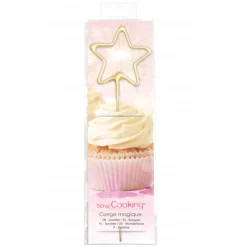 SCRAPCOOKING Décoration Gâteau|Cierge Magique Étoile Or 18,5 cm