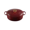 LE CREUSET Cocotte En Fonte|Cocotte en Fonte Ovale 31 cm Garnet Bouton Doré Signature