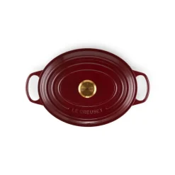 LE CREUSET Cocotte En Fonte|Cocotte en Fonte Ovale 31 cm Garnet Bouton Doré Signature