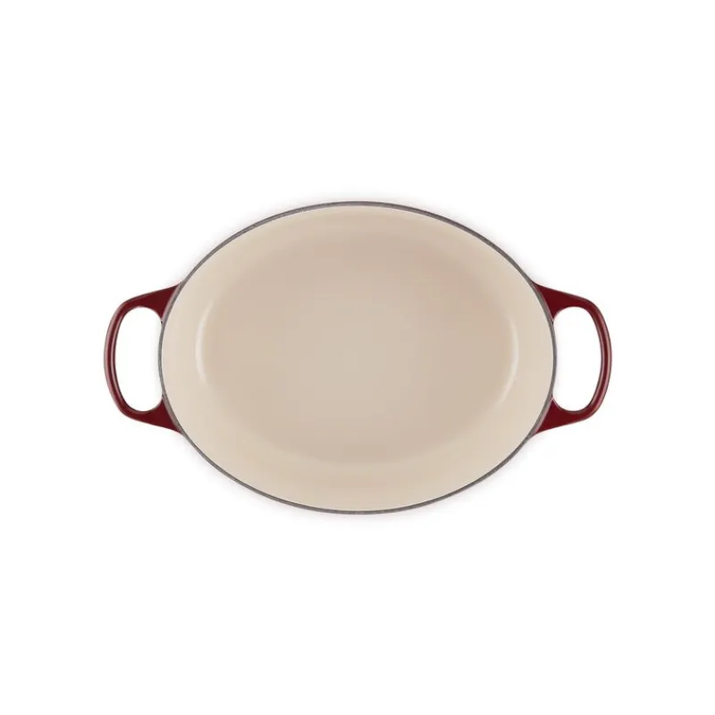 LE CREUSET Cocotte En Fonte|Cocotte en Fonte Ovale 31 cm Garnet Bouton Doré Signature