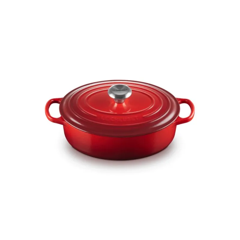 LE CREUSET Cocotte En Fonte|Cocotte en Fonte Ovale Basse 27 cm Cerise Signature