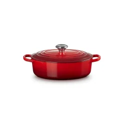 LE CREUSET Cocotte En Fonte|Cocotte en Fonte Ovale Basse 27 cm Cerise Signature
