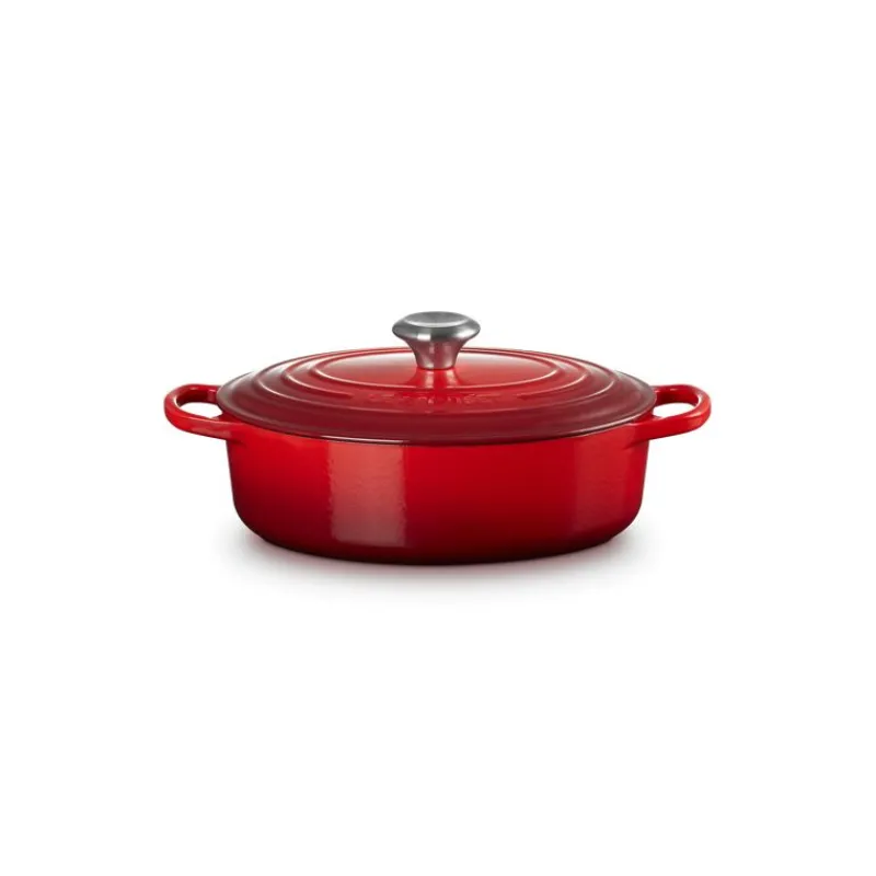 LE CREUSET Cocotte En Fonte|Cocotte en Fonte Ovale Basse 27 cm Cerise Signature
