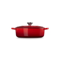 LE CREUSET Cocotte En Fonte|Cocotte en Fonte Ovale Basse 27 cm Cerise Signature