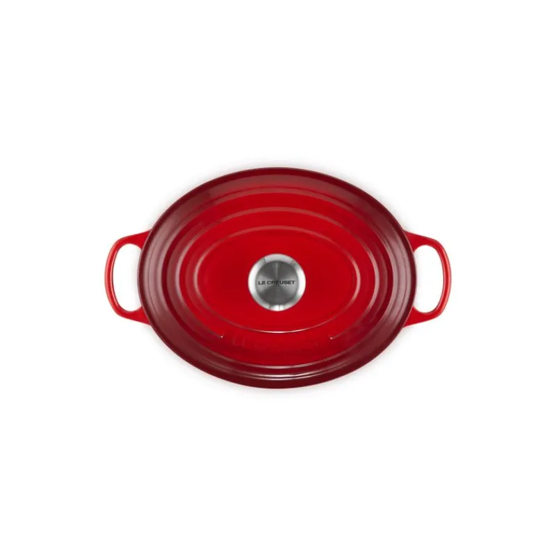LE CREUSET Cocotte En Fonte|Cocotte en Fonte Ovale Basse 27 cm Cerise Signature