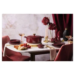 LE CREUSET Cocotte En Fonte|Cocotte en Fonte Ronde 20 cm Garnet Bouton Doré Signature