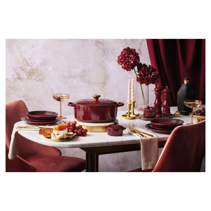 LE CREUSET Cocotte En Fonte|Cocotte en Fonte Ronde 20 cm Garnet Bouton Doré Signature