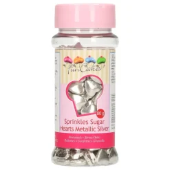 FUNCAKES Décoration Comestible|Coeurs en sucre Argenté 80g