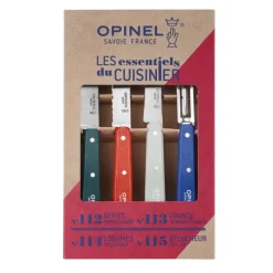 OPINEL Couteau D'office|Eplucheurs, Dénoyauteur|Coffret 3 Couteaux de Cuisine et un Eplucheur Primo Les Essentiels