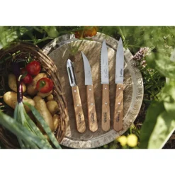 OPINEL Couteau D'office|Eplucheurs, Dénoyauteur|Coffret 3 Couteaux de Cuisine et un Eplucheur Les Essentiels