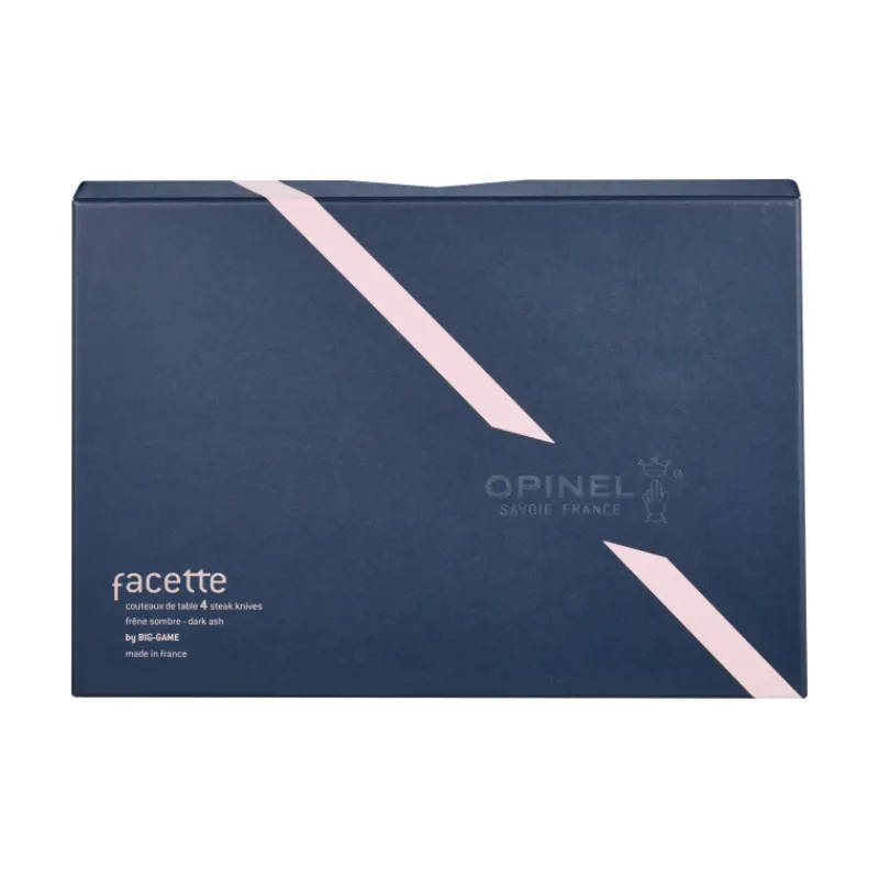 OPINEL Couverts|Coffret 4 Couteaux de Table Frêne Sombre Facette