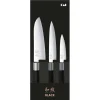 KAI Couteau Santoku|Couteau Japonais|Coffret 3 Couteaux Japonais Universel 10 cm Universel 15 cm et Santoku 16,5 cm Wasabi Black