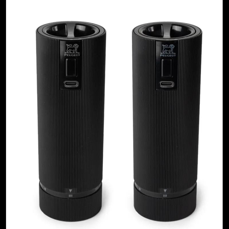 PEUGEOT Moulin|Coffret 2 Moulins Electriques Sel & Poivre Noir Mat 15 cm